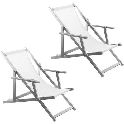2 sillas plegables Napoli con reposabrazos de aluminio y textileno.  Color: Blanco (1/3)