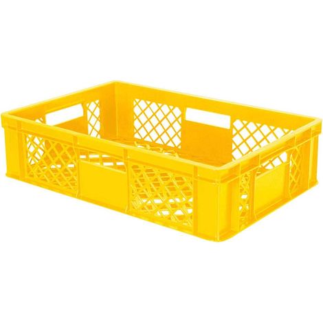 BRB 90 Stück Eurobehälter durchbrochen/Bäckerkiste, LxBxH 600x400x150 mm, PE-HD, lebensmittelecht, Palettenware (gelb)