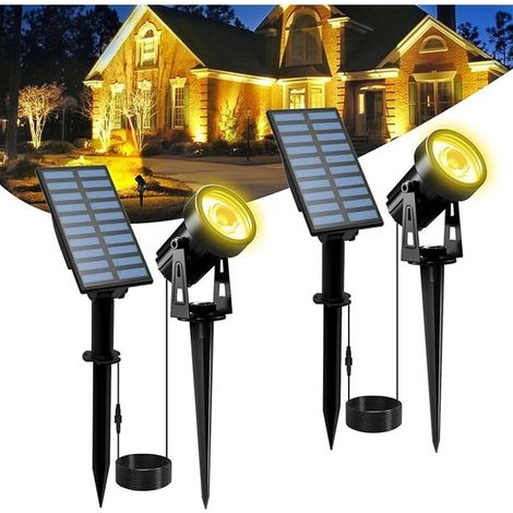 6 pièces Spot Solaire Jardin, Éclairage Extérieur Automatique avec 2 modes (faible/fort), IP65 étanche, tête orientable 270°, pour allées, terrasses et jardins