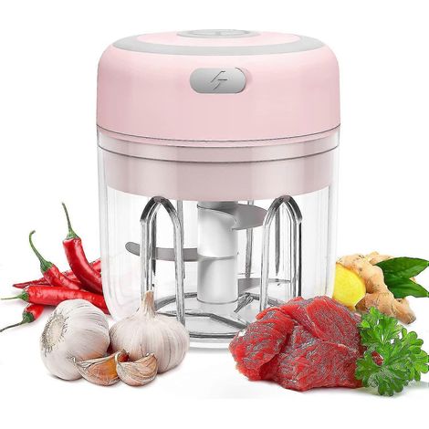 Mini hachoir à ail électrique, robot culinaire et hachoir 250 ml, mixeur pour viande/légumes/fruits/oignons/ail, robot culinaire portable sans fil (1/5)