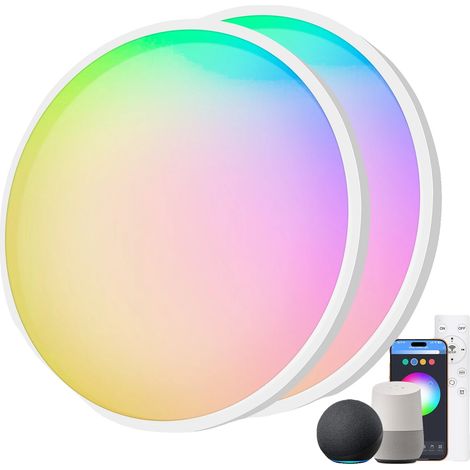 Lámpara de techo, control inteligente, regulable, 2 unidades, color blanco, 21-30 W (1/2)