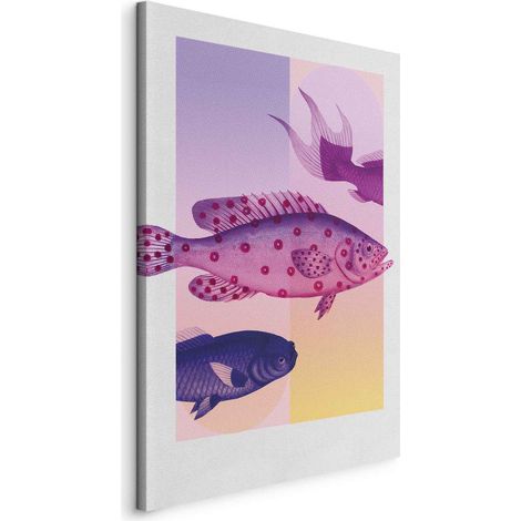 Bild – Fische in Pastellfarben – stilisierte Fische vor einem Hintergrund aus Farbverläufen / Fantasiefische – künstlerische Illustration von Fischen vor einem farbenfrohen Hintergrund