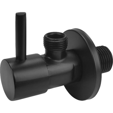 Válvula de cierre angular negra de 1/2" x 3/8", cabezales de cerámica (1/2)