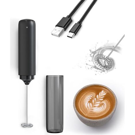 Electric Milk Frother, Rechargeable Milk Frother, Portable Mini Mixer for Coffee/Café au Lait/Cappuccino/Hot Chocolate (1/5)