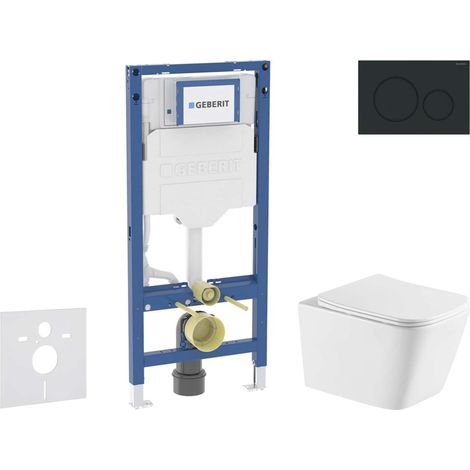 Geberit Duofix - Conjunto de instalación empotrada, inodoro Arkas I y asiento softclose, pulsador Sigma20, negro mate/negro SANI11CA5181 (1/5)