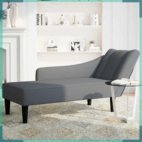 Fauteuil long avec accoudoir droit - 4009793 - Velours gris foncé - 140 x 56 x 66 cm - Charge 110 kg (1/5)