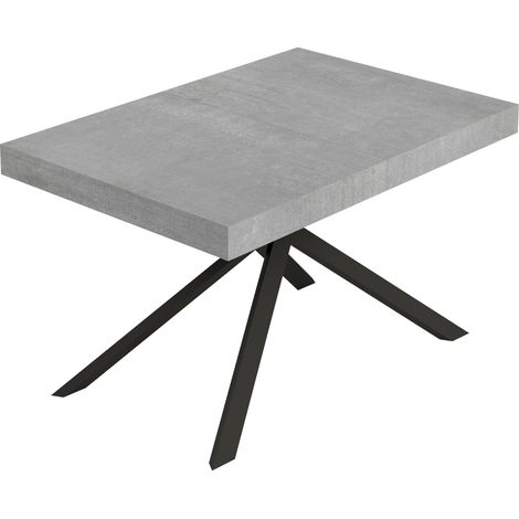 Table extensible Niket 140/224x80cm pieds béton anthracite