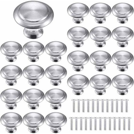 25 pièces Poignées Meuble pour,Boutons de Tiroir,Boutons Porte Rond,Poignées rondes en acier inoxydable,Postuler à Placard Armoire Cuisine, Chambre d'enfant-DOU