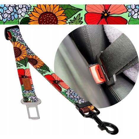 Guinzaglio per auto per cani 25 mm 45-75 cm Stampa Ucraina FIORI papaveri (1/5)