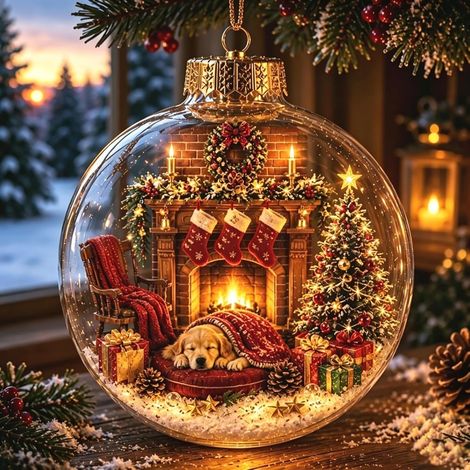 Adorno navideño decorativo para el hogar, colgante, regalo, bola de Navidad, perro de chimenea