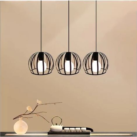 3 Lampes Suspensions Industrielle Lustre Luminaire Vintage en Fer Forge Vintage Noir pour Salon Chambre Cafe Bar (1/4)