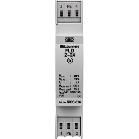 Scaricatore di sovratensione per sistemi a due fili 28 V CA/19 V CC 0,5 kA 1 kV FLD 2-24 5098816