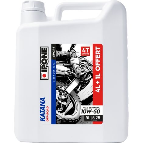 Aceite sintético Ipone Katana 10W50 5L para motocross, enduro y todoterreno, éster MA2.