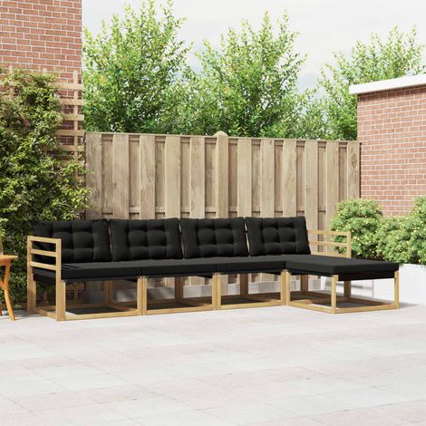 vidaXL Outdoor Sofa Set with Cushion 5 pcs White and Black (1/5)