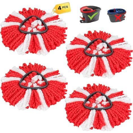 4 Tête De Balai Microfibre Compatible Vileda O-Cedar, Lavable 60 Degrés, Pour Nettoyage Sol Et Coin (1/5)