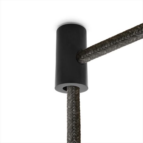Amarcords - 5 Decentratori da soffitto per lampade e sospensioni. Gancio da soffitto a discesa verticale con regolazione cavo a vista - Decentratore cavo elettrico colore NERO (1/5)