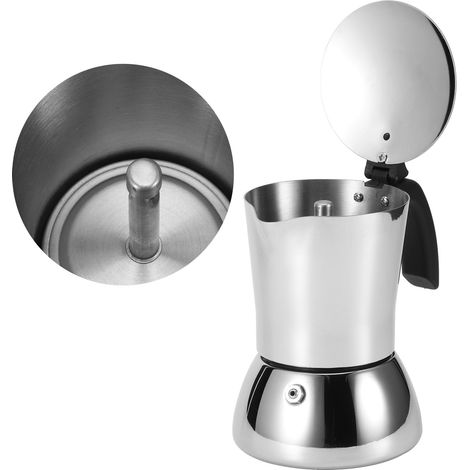 Cafetière italienne en acier inoxydable 304, cafetière à filtre, cafetière à infusion lente avec fond épais, capacité 4 tasses (1/5)