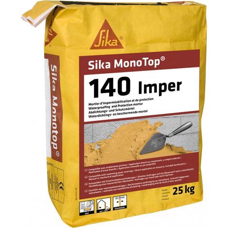Sika – Mortier hydrofuge 25kg pour piscines et murs enterrés – Application manuelle ou par projection – Résistance à l'eau jusqu'à 2 MPa