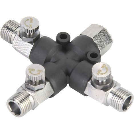 Raccord de tuyau d'air métallique réglable à trois voies 1/8 pouce, accessoires de connexion pour aérographe (1/5)