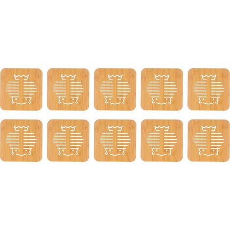 10 Pièces Dessous de Table Creux Imitation Bambou, Lot de 10 Sous‑Tasses Anti‑Chaleur, Accessoire Cuisine Hibou (1/5)