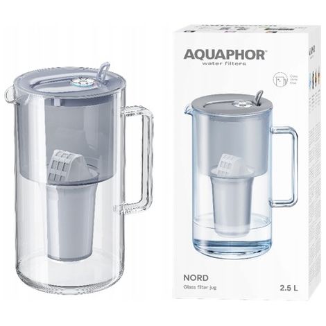 Aquaphor Nord 2,5-l-Glasfilterkanne mit A5-Einsatz (350 l), grau (1/5)