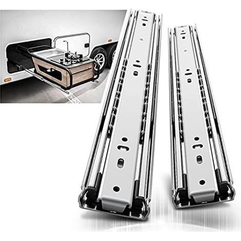 Glissières de tiroir robustes 350 mm à roulement à billes à extension complète Capacité de charge élevée 68 kg camping-car Rails Montage latéral 1 paire (sans serrure, 14 pouces (350 mm)) (1/5)