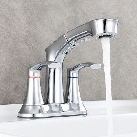 Robinet Mitigeur Lavabo Douchette Extractible Finition chromée 34,5 × 23 × 12,5 cm 2,418 kg – Livraison gratuite (1/5)