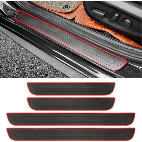 4PCS Seuil de Porte Adhésif Voiture, Protection Portière Anti-Rayures Étanches les (Noir/Rouge, Largeur 6CM) (1/5)