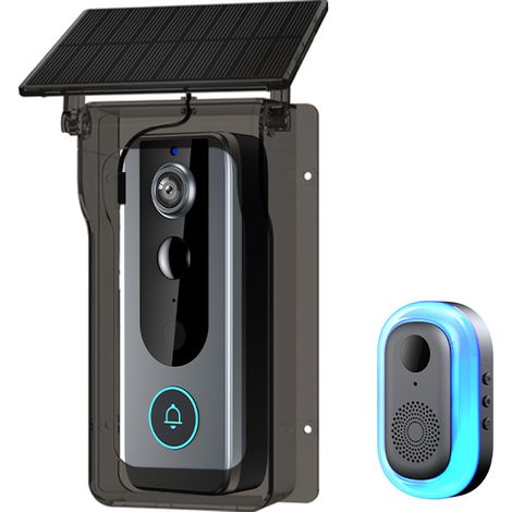 Telecamera intelligente senza fili M20 Sonnette con visione notturna HD, angolo ampio, interfono bidirezionale, custodia impermeabile nera e sistema di sorveglianza anti-graffiti per porta d’ingresso.