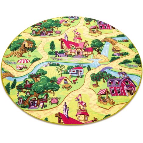 Teppich rund CANDY TOWN für Kinder Straßen Stadt multicolour rund 170 cm