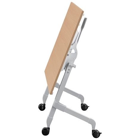 Table rabattable plateau chêne L 120 x P 70 cm - Galice Plus - piétement aluminium - Maxiburo (1/5)
