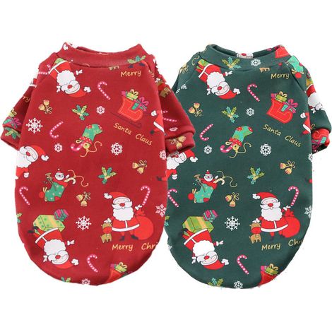 Conjunto de 2 conjuntos navideños para perros grandes, ropa cálida y festiva para cachorros, perfecta para la temporada navideña. (1/5)