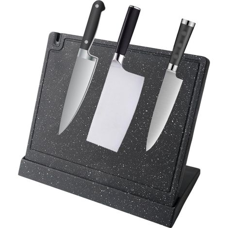 Magnetischer Messerblock 27x19cm mit Fach, bohrfrei, spülmaschinenfest, schwarz (1/4)