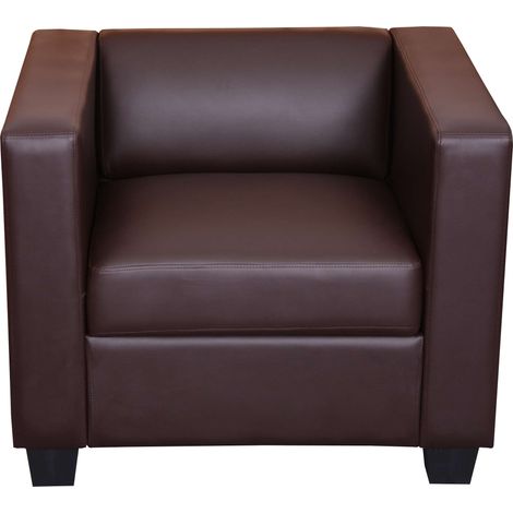 Fauteuil Club / Lounge Lille, 86x75x70cm, simili-cuir, café (1/2)