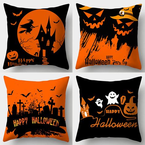 Set mit 4 Halloween-Kissenbezügen, dekorative Kissenbezüge für das Sofa zu Hause (45x45 cm) (1/4)