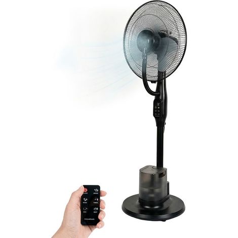 Ventilador de pie negro con nebulizador 90 w