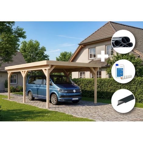 Kit complet - Alpholz Carport pour vans Naturel 418 x 691 cm (1/3)