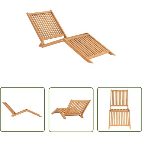 Transat chaise longue bain de soleil lit de jardin terrasse meuble d'extérieur bois de teck solide (1/5)