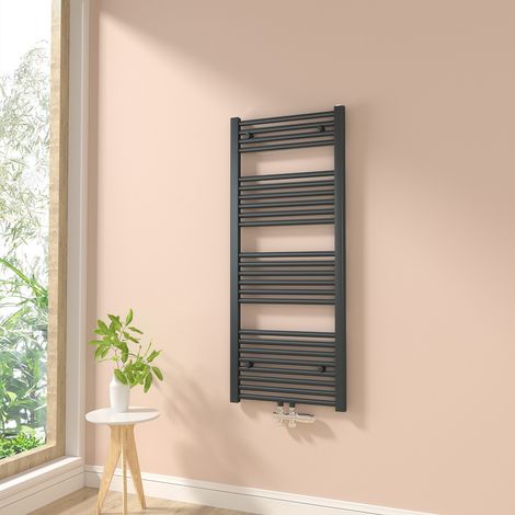 Heilmetz Radiador toallero de agua caliente 120 × 50 cm, 513 W, Antracita, calefacción central, Toallero Baño Radiador