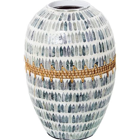 Vase de Table en Nacre et rotin 24 x 36 cm, Bouche 10 cm (1/3)