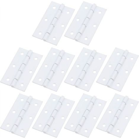 Cerniere bianche per scatole, 2,36" x 1,41", cerniere per porte in ferro, set di 10 cerniere per mobili per cassette degli attrezzi, scatole regalo, armadietti