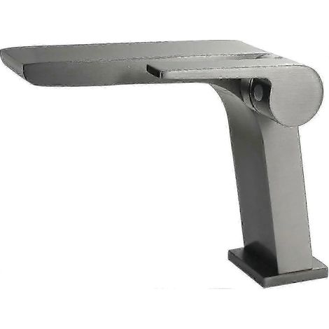 Robinet de salle de bain mural moderne avec bec cascade, robinet de lavabo monocommande en laiton chromé pour lavabo (1/5)