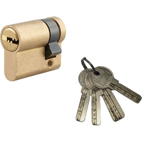 Demi-cylindre de serrure 5G, 30x10mm, laiton, anti-arrachement, 5 clés - SP (1/3)