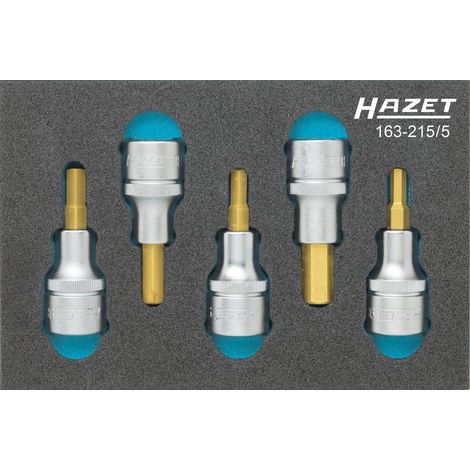 Jeu de douilles mâles 163-215/5 ∙ Carré creux 1/2 pouce (12,5 mm) ∙ Profil à 6 pans intérieurs ∙ 5 pièces ∙ 5 ∙ 6 ∙ 7 ∙ 8 ∙ 10 (1/2)