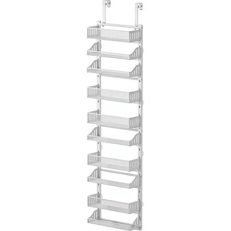Organizzatore per dispensa da appendere alla porta, 10 ripiani, robusto ripiano portaoggetti, bianco (1/2)