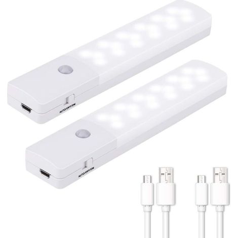 Kabelloses Nachtlicht mit Bewegungsmelder – 18 LEDs – Bis zu 14 Stunden Akkulaufzeit – Einfache Installation – 2er-Pack