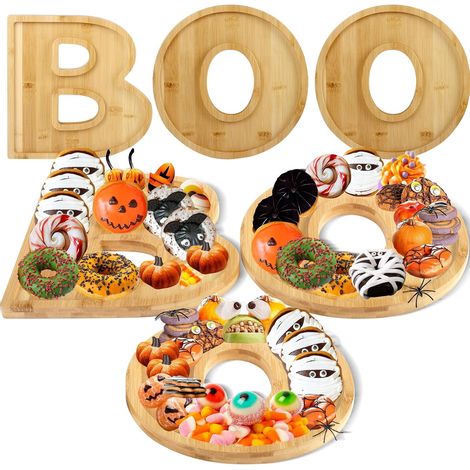 Planche À Charcuterie - Forme Réseau D'araignée - En Bois Naturel - Pour Apéritif Fromage Snack - Décoration Halloween - 3 Pièces (1/5)