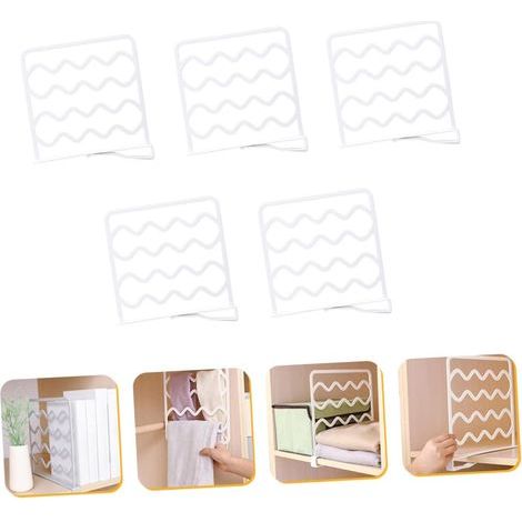 5pièces Séparateurs Étagères Plastique Organiseurs sans Perçage pour Placards Et Étagères Diviseurs Ajustables pour Rangement Vêtements Cuisine Salle De Bain Et Salon (1/4)