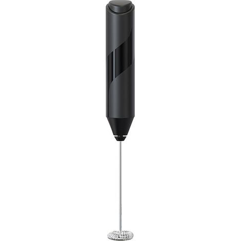 Mousseur à lait électrique sans fil en acier inoxydable - Acier inoxydable noir - Multifonctionnel pour cappuccino, crème fouettée et vinaigrette - Mousseur rapide - 22 x 2,4 x 2,7 cm (1/4)