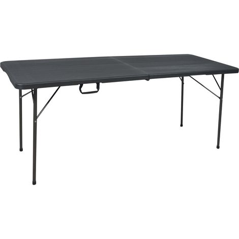 Table pliante noir - Table de Jardin - Table Pliante de Camping - Imitation bois - Capacité 8 Personnes - poignée de transport (1/5)
